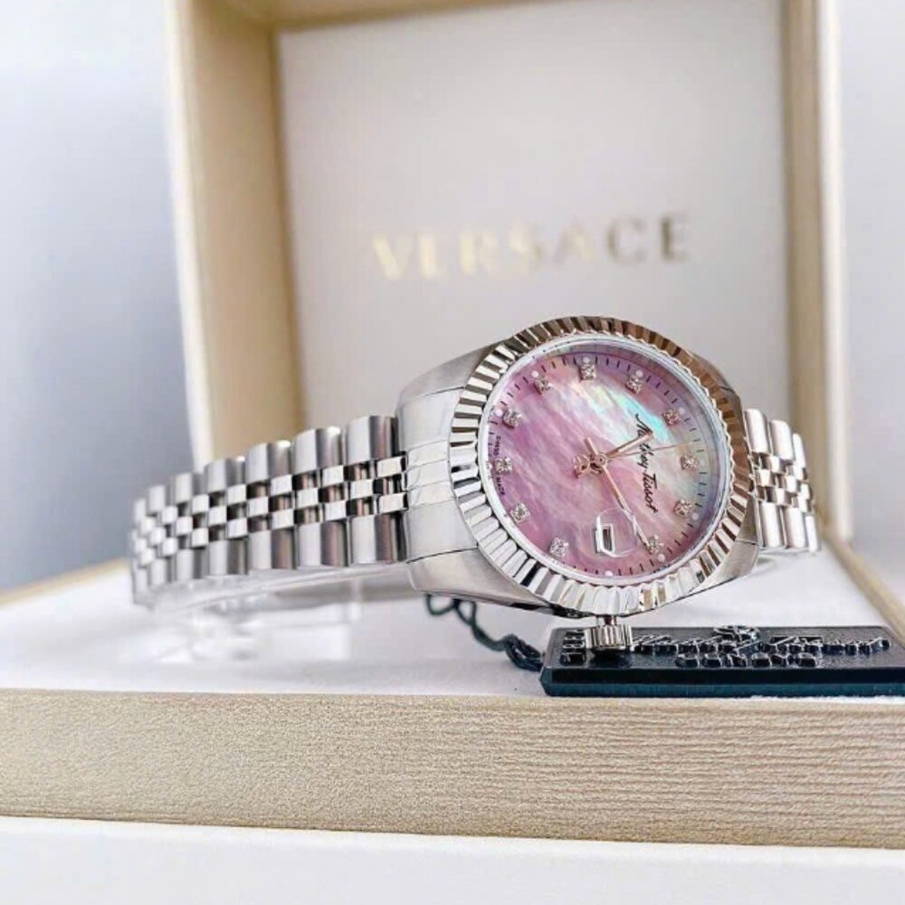 Womens Tissot Mathey 30mm Pink Accent Dial Silver Bracelet Watch - Picture 5 of 6